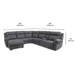 Sectionnel modulaire inclinable avec siège rabattable, chaise longue avec rangement etconsole - 6 mcx