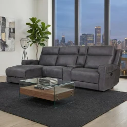 Sectionnel modulaire inclinable, chaise longue avec rangement, console avec porte-gobelets et ports USB/USB-C - 4 mcx