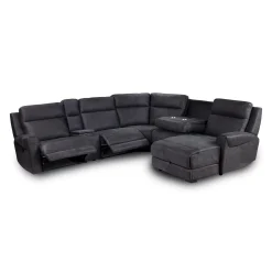 Sectionnel modulaire inclinable avec siège rabattable, chaise longue avec rangement etconsole - 6 mcx