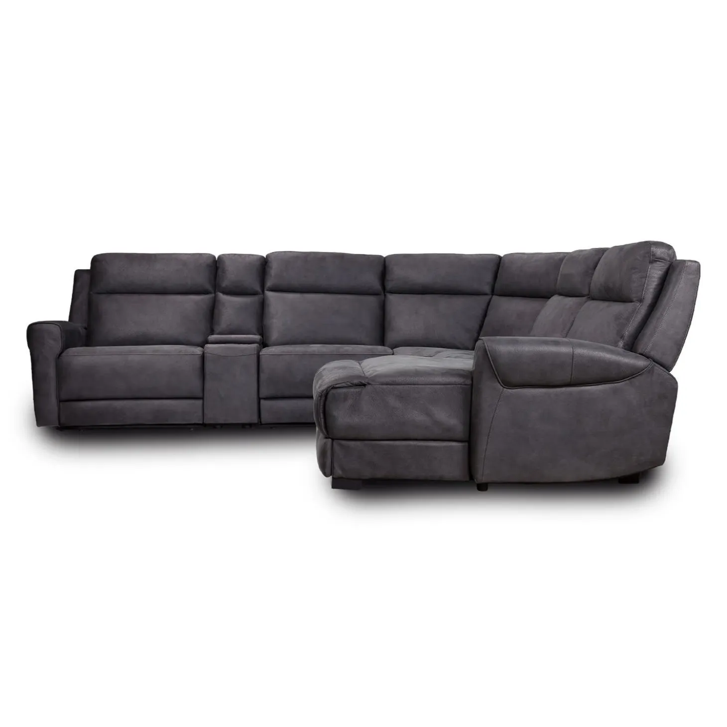 Sectionnel modulaire inclinable avec siège rabattable, chaise longue avec rangement etconsole - 6 mcx