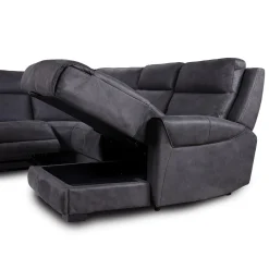 Sectionnel modulaire inclinable avec siège rabattable, chaise longue avec rangement etconsole - 6 mcx