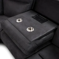Sectionnel modulaire inclinable avec siège rabattable, chaise longue avec rangement etconsole - 6 mcx