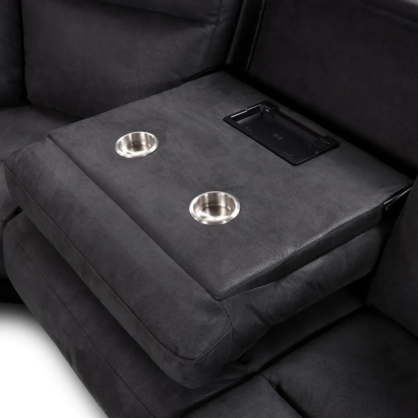 Sectionnel modulaire inclinable avec siège rabattable, chaise longue avec rangement etconsole - 6 mcx