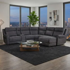 Sectionnel modulaire inclinable avec siège rabattable, chaise longue avec rangement etconsole - 6 mcx