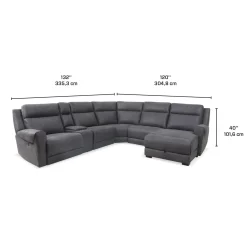 Sectionnel modulaire inclinable avec siège rabattable, chaise longue avec rangement etconsole - 6 mcx
