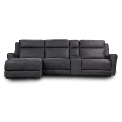 Sectionnel modulaire inclinable, siège rabattable, chaise longue avec rangement, console avec porte-gobelets et ports USB/USB-C - 4 mcx