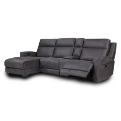 Sectionnel modulaire inclinable, siège rabattable, chaise longue avec rangement, console avec porte-gobelets et ports USB/USB-C - 4 mcx