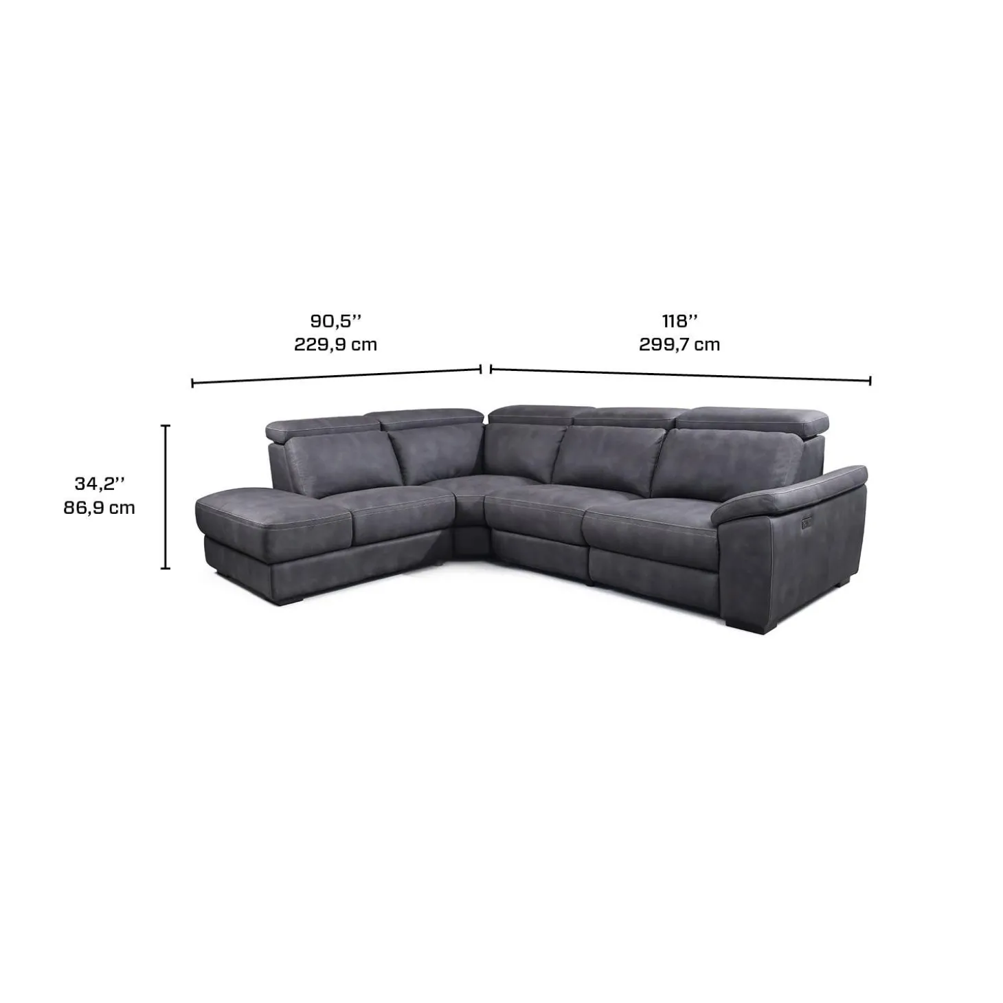 Sectionnel modulaire inclinable électrique avec appuis-tête ajustables - 4 mcx