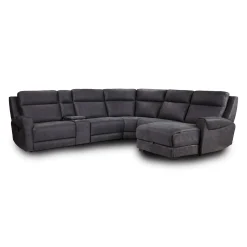 Sectionnel modulaire inclinable, sièges rabattables, chaise longue avec rangement, console avec porte-gobelets et ports USB/USB-C - 6 mcx