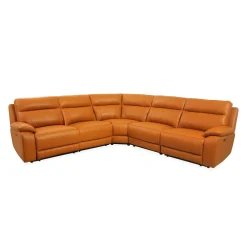 Sectionnel modulaire inclinable électrique en cuir véritable - 5 mcx