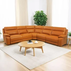 Sectionnel modulaire inclinable électrique en cuir véritable - 5 mcx