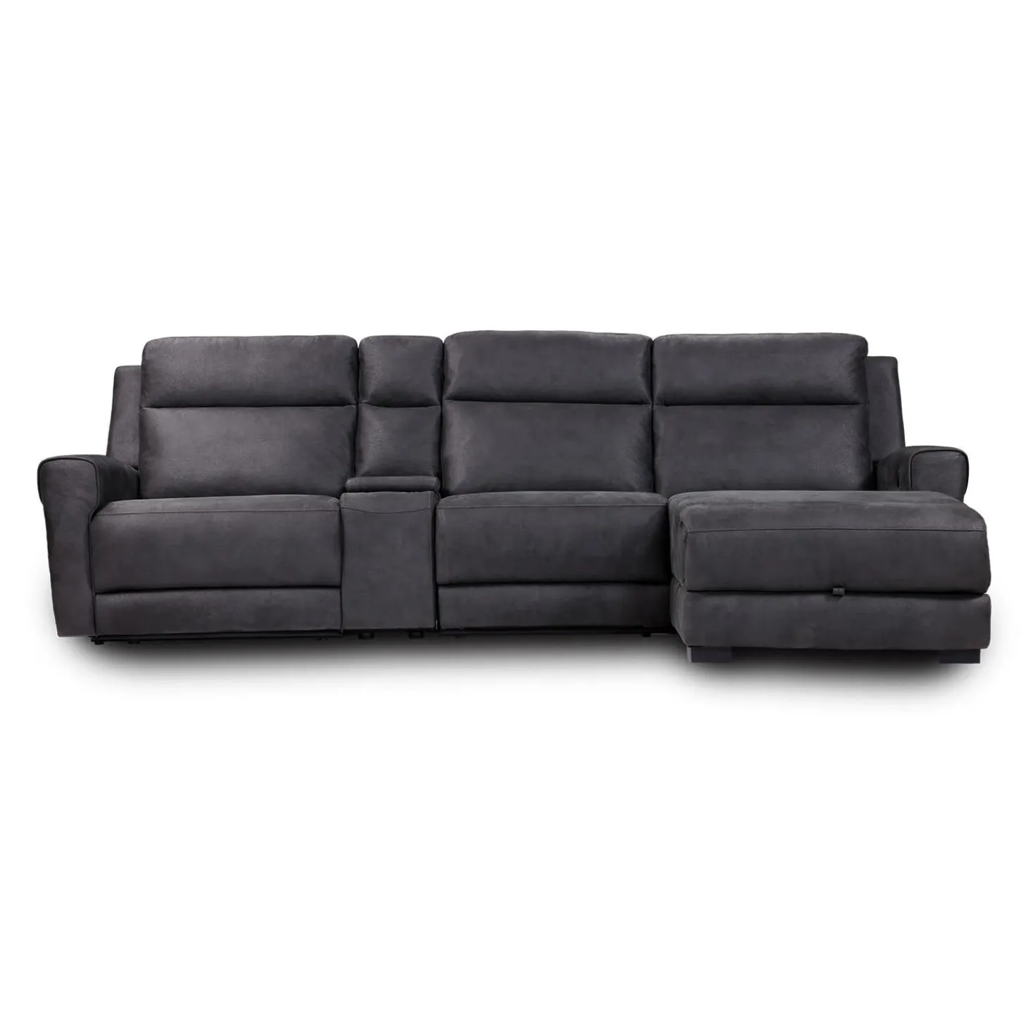 Sectionnel modulaire inclinable, chaise longue avec rangement, console avec porte-gobelets et ports USB/USB-C - 4 mcx