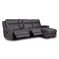 Sectionnel modulaire inclinable, chaise longue avec rangement, console avec porte-gobelets et ports USB/USB-C - 4 mcx