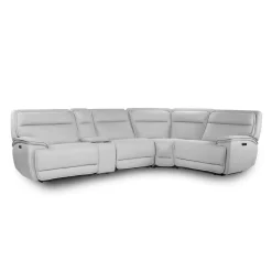 Sectionnel modulaire inclinable électrique, appuis-tête ajustables et console avec système audio - 5 mcx