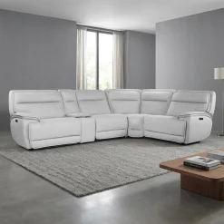 Sectionnel modulaire inclinable électrique, appuis-tête ajustables et console avec système audio - 5 mcx