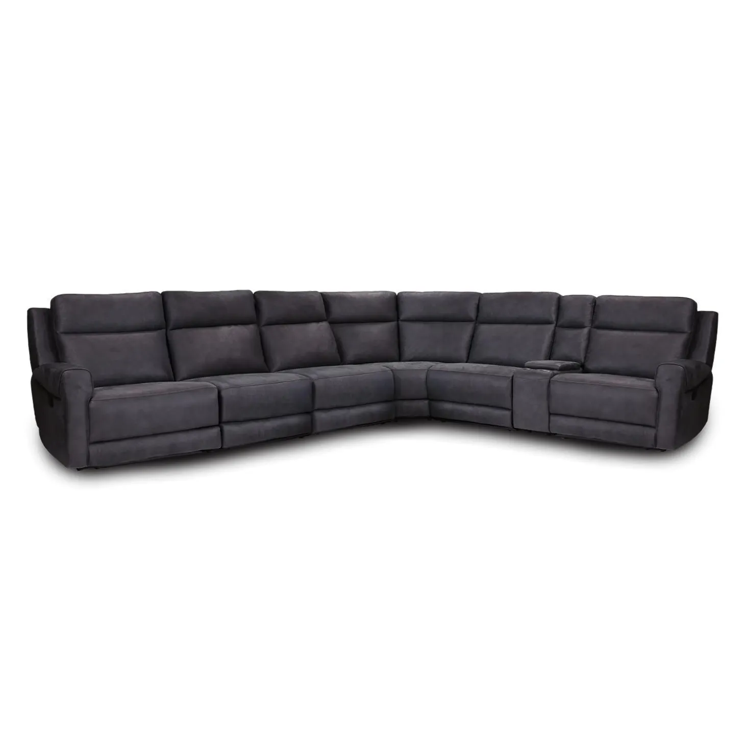Sectionnel modulaire inclinable avec siège rabattable, console, porte-gobelets et ports USB - 7 mcx
