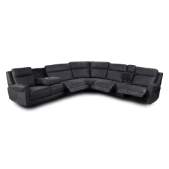 Sectionnel modulaire inclinable avec siège rabattable, console, porte-gobelets et ports USB - 7 mcx