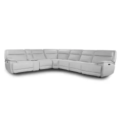Sectionnel modulaire inclinable électrique, appuis-tête ajustables, console avec système audio et siège avec dossier rabattable - 7 mcx