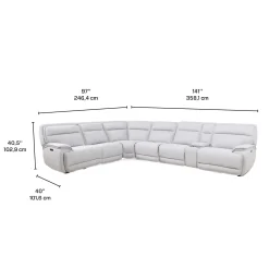 Sectionnel modulaire inclinable électrique, appuis-tête ajustables, console avec système audio et siège avec dossier rabattable - 7 mcx