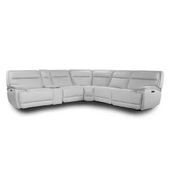 Sectionnel modulaire inclinable électrique, appuis-tête ajustables, console avec système audio et siège avec dossier rabattable - 6 mcx