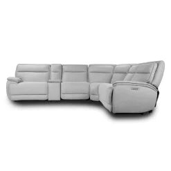 Sectionnel modulaire inclinable électrique, appuis-tête ajustables, console avec système audio et siège avec dossier rabattable - 6 mcx