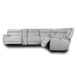 Sectionnel modulaire inclinable électrique, appuis-tête ajustables, console avec système audio et siège avec dossier rabattable - 6 mcx