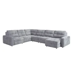 Sectionnel modulaire électrique inclinable avec 2 sièges coulissants et chaise longue à droite avec rangement - 6 mcx