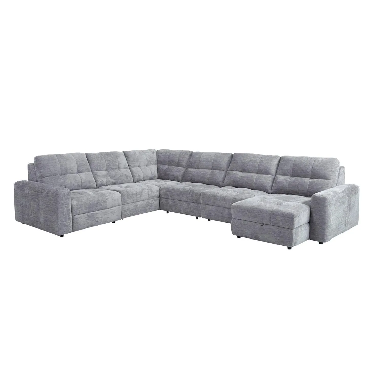 Sectionnel modulaire électrique inclinable avec 2 sièges coulissants et chaise longue à droite avec rangement - 6 mcx