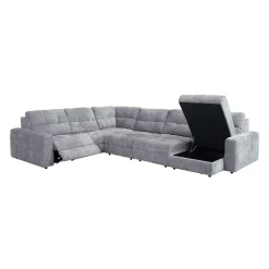 Sectionnel modulaire électrique inclinable avec 2 sièges coulissants et chaise longue à droite avec rangement - 6 mcx