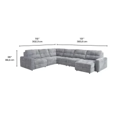 Sectionnel modulaire électrique inclinable avec 2 sièges coulissants et chaise longue à droite avec rangement - 6 mcx