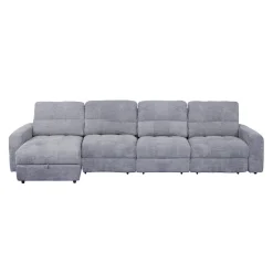 Sectionnel modulaire électrique inclinable avec 1 siège coulissant et chaise longue à gauche avec rangement - 4 mcx