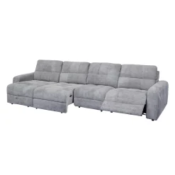 Sectionnel modulaire électrique inclinable avec 1 siège coulissant et chaise longue à gauche avec rangement - 4 mcx