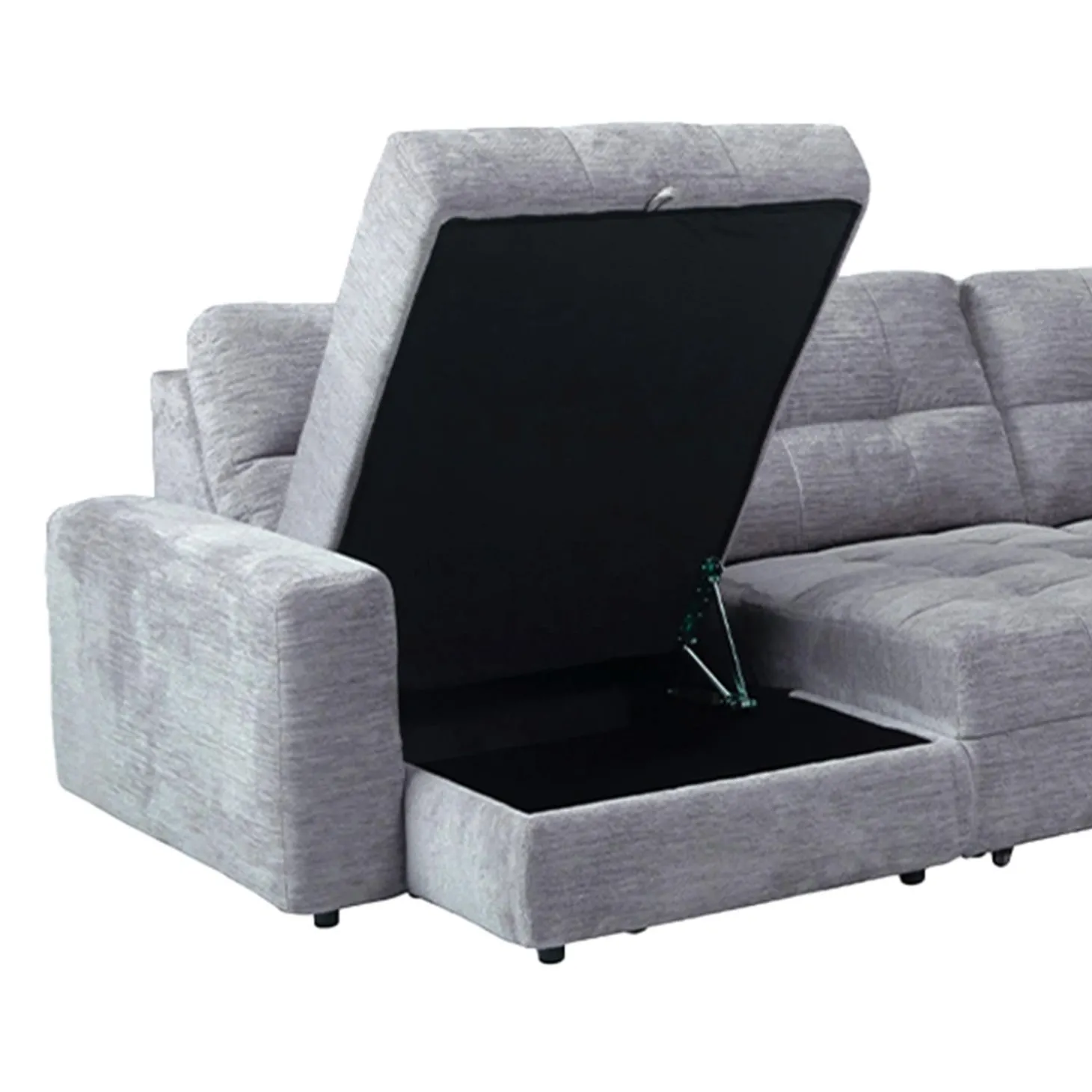 Sectionnel modulaire électrique inclinable avec 1 siège coulissant et chaise longue à gauche avec rangement - 4 mcx