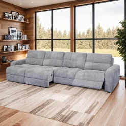 Sectionnel modulaire électrique inclinable avec 1 siège coulissant et chaise longue à gauche avec rangement - 4 mcx