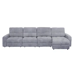 Sectionnel modulaire électrique avec 2 sièges coulissants et chaise longue droite avec rangement - 4 mcx
