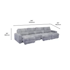 Sectionnel modulaire électrique avec 2 sièges coulissants et chaise longue droite avec rangement - 4 mcx