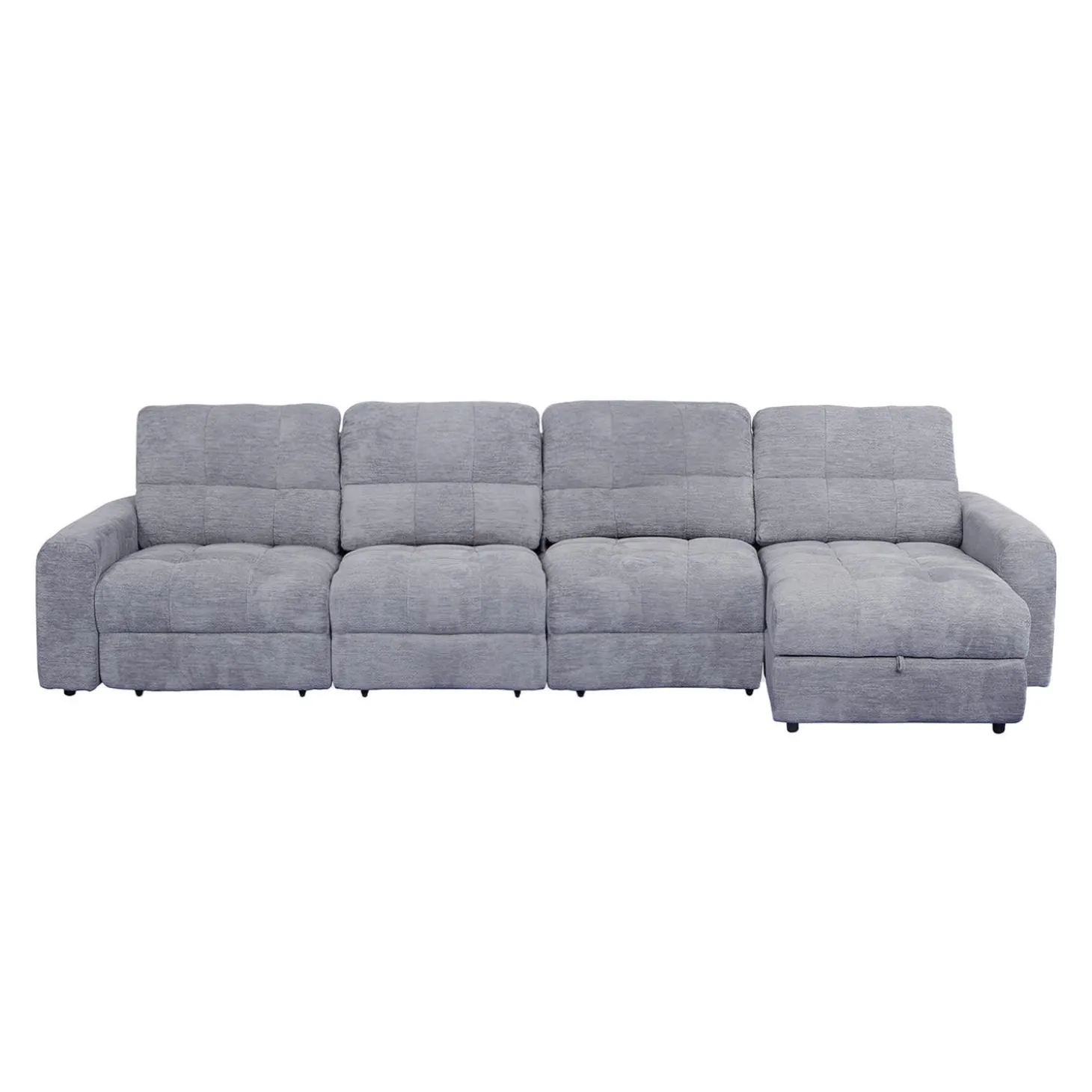 Sectionnel modulaire électrique inclinable avec 2 sièges coulissants et chaise longue à droite avec rangement - 4 mcx