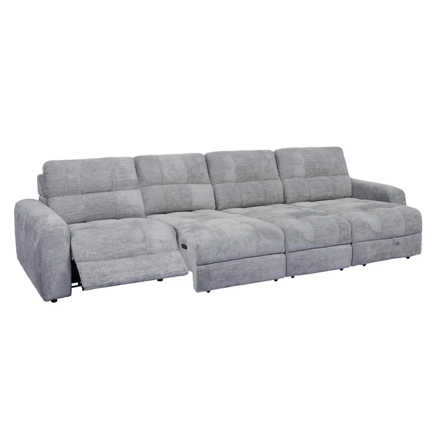 Sectionnel modulaire électrique inclinable avec 2 sièges coulissants et chaise longue à droite avec rangement - 4 mcx