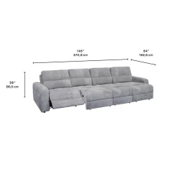 Sectionnel modulaire électrique inclinable avec 2 sièges coulissants et chaise longue à droite avec rangement - 4 mcx