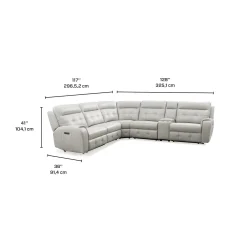 Sectionnel modulaire électrique inclinable avec console et dossier rabattable - 6 mcx