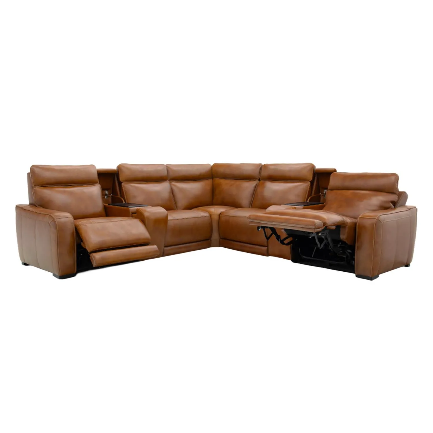 Sectionnel modulaire électrique inclinable avec 2 consoles, haut-parleurs intégrés, massage et chaleur - 7 mcx