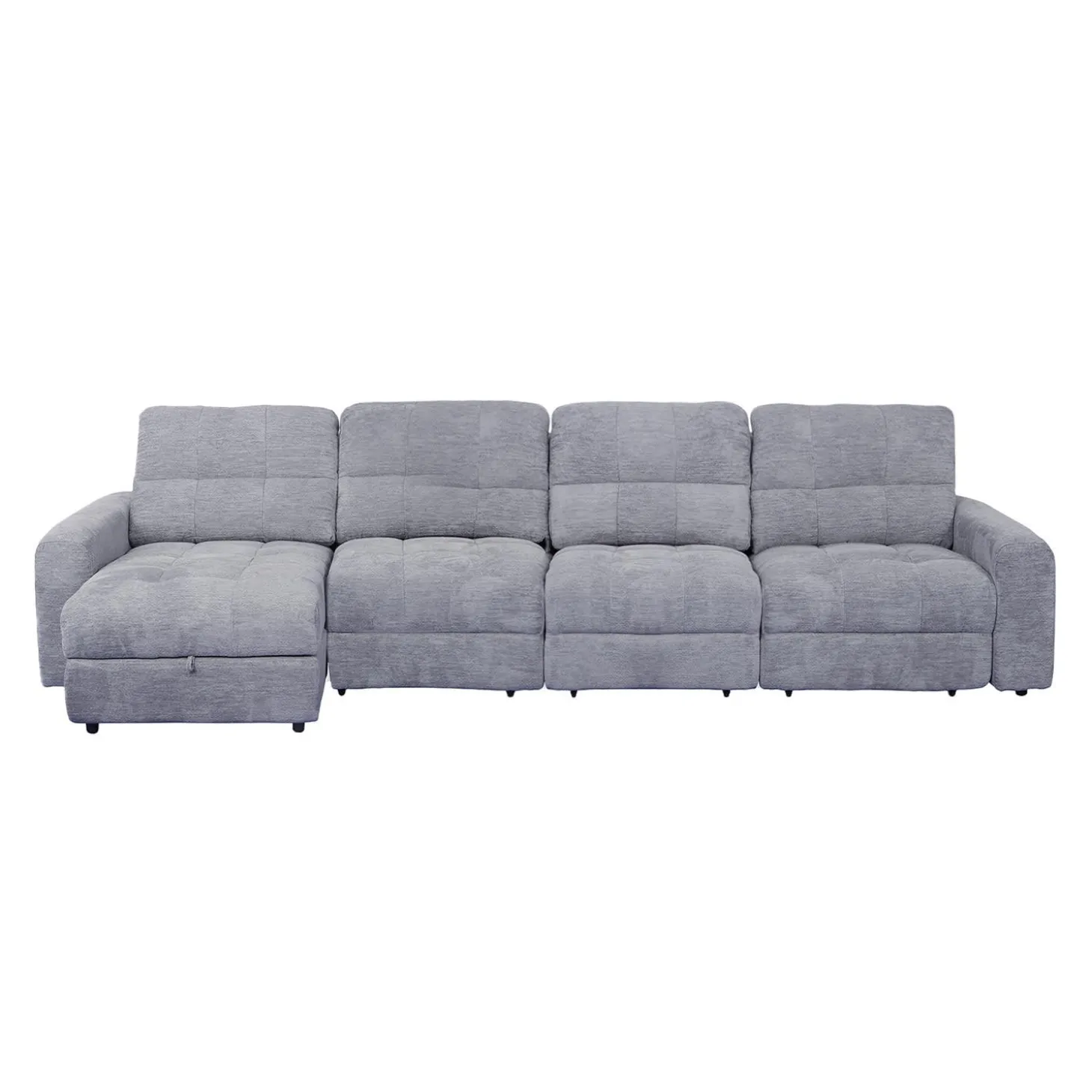 Sectionnel modulaire électrique inclinable avec 2 sièges coulissants et chaise longue à gauche avec rangement - 4 mcx