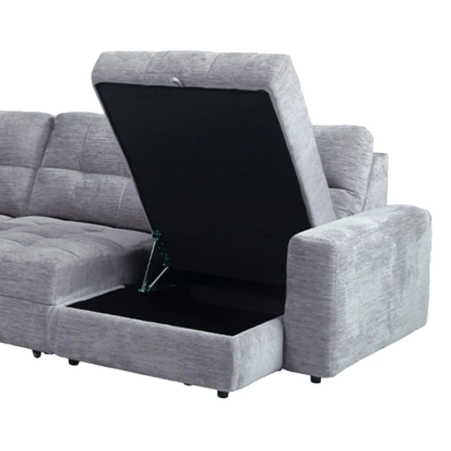 Sectionnel modulaire électrique inclinable avec 2 sièges coulissants et chaise longue à gauche avec rangement - 4 mcx