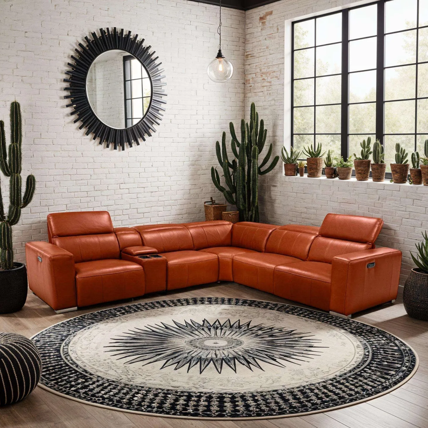 Sectionnel modulaire électrique inclinable en cuir véritable avec appui-têtes ajustables – 6 mcx