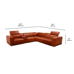 Sectionnel modulaire électrique inclinable en cuir véritable avec appui-têtes ajustables – 6 mcx