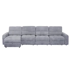 Sectionnel modulaire électrique avec 2 sièges coulissants et chaise longue gauche avec rangement - 4 mcx