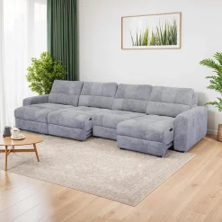 Sectionnel modulaire électrique avec 2 sièges coulissants et chaise longue gauche avec rangement - 4 mcx