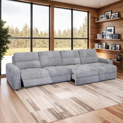 Sectionnel modulaire électrique inclinable avec 1 siège coulissant et chaise longue à droite avec rangement - 4 mcx