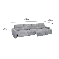Sectionnel modulaire électrique inclinable avec 1 siège coulissant et chaise longue à droite avec rangement - 4 mcx