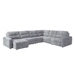 Sectionnel modulaire électrique inclinable avec 2 sièges coulissants et chaise longue à gauche avec rangement - 6 mcx